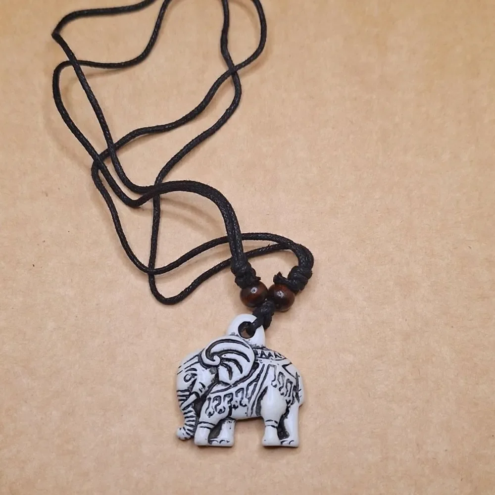 Tribal white elephant necklace